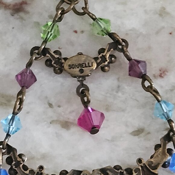 RARE VINTAGE SORRELLI FLOWER FLORAL CRYSTAL DROP DANGLE CHANDELIER EARRINGS - Picture 11 of 13